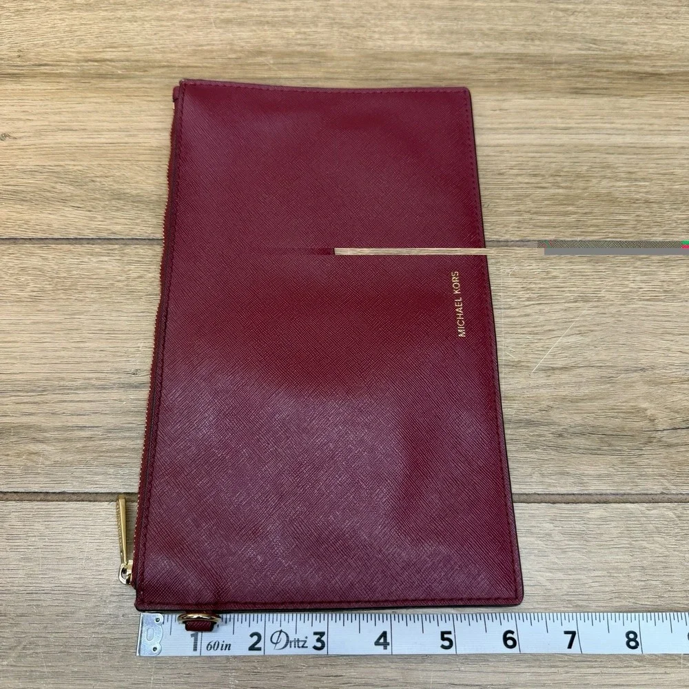 Michael Kors Large Jet Set Travel Pouch Merlot Burgundy Red